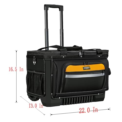 Large Rolling Tool Bag with Big Wheels, Waterproof Roller Tool Box, Big Wheeled Tool Backpack with Multiple Pockets(Yellow, Extra Large)