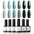 modelones Green Blue Grey Gel Nail Polish Set 6 Colors - color: A Green Blue Grey