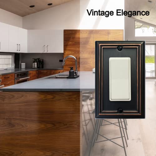 OKAWYC Single Decorator Light Switch Cover Adler Metal Wall Plate, 2-Pack Aged Bronze 1 Gang Single Rocker, for Receptacle Dimmer Switch GFCI Outlet, Switch Cover Decorative Wallplate, Durable - style: 1 Decorator 2PK