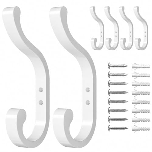 Coat Hooks Wall Mount,Heavy Duty Wall Hooks for Backpack,Towel,White 6 Pack - color: White, size: 6 Pack