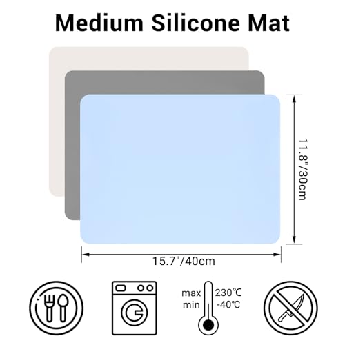 Gartful Silicone Crafts Mat, Silicone Sheets for Crafts, Painting, Nail Arts, Clay, Resin Jewelry Casting Molds Mat, Table Pad Placemat, Nonstick Nonslip, Gray & Beige & Light Blue (15.7x11.8 inch) - color: Gray & Beige & Light Blue, size: 3pcs - 40 x 30c
