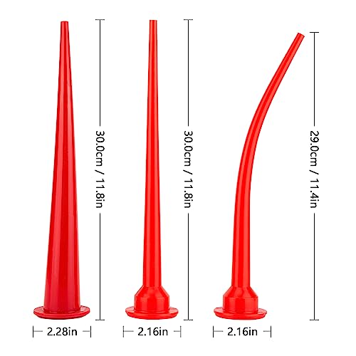 3 Pack Red Caulking Nozzle for Sausage Caulk Gun, Reusable Epoxy Replacement Extension Applicator Cap
