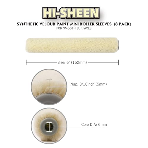 ROLLINGDOG 6" Paint Roller Covers Synthetic Velour Paint Roller - color: 8PC Synthetic Velour Roller sleeves