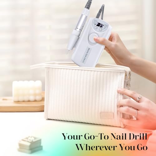 Professional Electric Nail Drill, 35000RPM Rechargeable E File - color: Glossy White