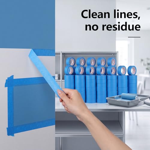 30 Rolls Blue Painters Tape 2 Inch Wide Bulk Masking Tape for Wall Painting - size: 30rolls/2in（L)