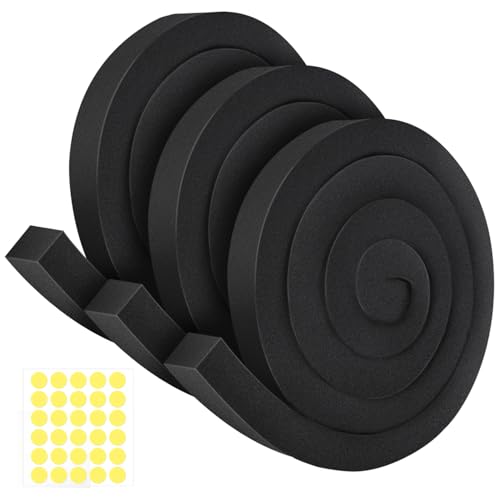 3Packs Air Conditioner Foam Tape with Adhesive, 1''X1''X 6.5 Ft Window Weather Stripping, High Resilience Ac Window Seal Kit Foam Insulation for Winter Summer (6.5ft X 3 Rolls, Black) - color: 3 PCS, size: 1''X1'' Black