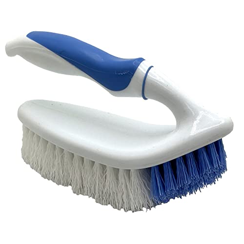 Rocky Mountain Goods Scrub Brush with Iron Handle - All Purpose Scrub Brush for Cleaning Shower, Bathroom, Floor, Tile, Grout, Decks, and Concrete - Pointed Head for Cleaning Corners - Heavy Duty