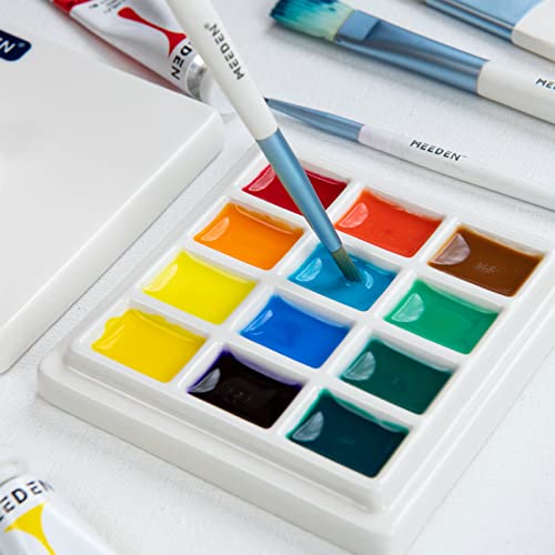 MEEDEN Ceramic Watercolor Palette with Cover: 12-Well Porcelian Mixing Tray - size: 12-well