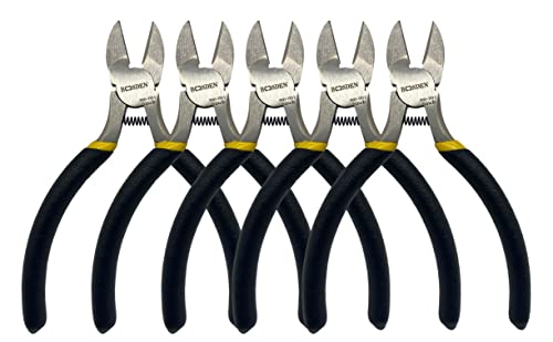 BOOSDEN 5" Small Wire Cutters Set Side Diagonal Cutter Snips, 5 Pack