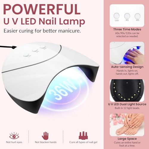 VANREESA 42 Pcs Gel Nail Polish Kit with U V Light 24 Colors Gel Polish Nail Kit Base Coat Glossy & Matte Top Coat Complete Nail Kit with Manicure Tools Gifts for Women Girls - color: Elegant & Hot Collection