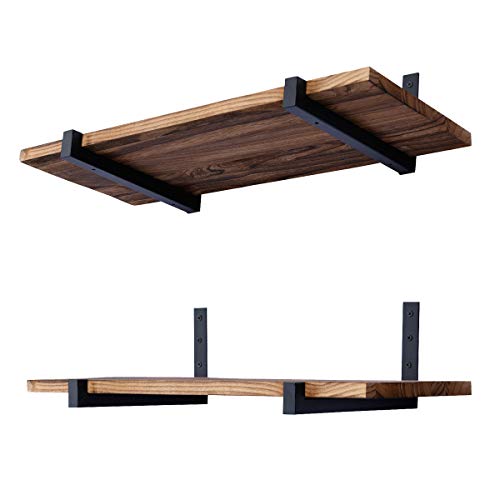 OVOV 6 Pack Heavy Duty Shelf Brackets Wall Mounted Industrial Farmhouse Floating Shelf Brackets with Lip (Black 10") - color: 6 Pcs, size: 10 Inch