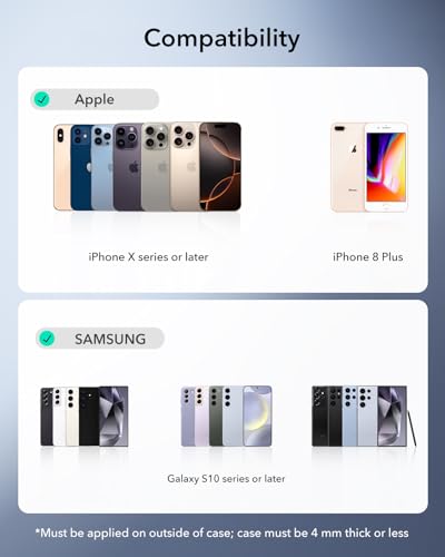ESR for MagSafe Sticker, MagSafe Ring for iPhone 17, Samsung Galaxy - color: Titanium
