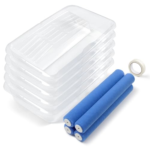 VOOMEY 18 Inch Paint Roller Replacement Kit, Polyester Covers & Liners - size: 5 Pcs 18" Tray Liners & 4Pcs 18" Paint Roller