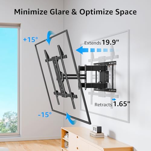 MOUNTUP TV Wall Mount Holds 250 lbs for 50-110 inch Large TVs, Heavy Duty Full Motion 1.65" Slim TV Bracket with Extension, Swivel & Tilt, Pre-Assembled, Max VESA 800x600mm, Fits 12-24" Studs - size: Fit Most 50"-110" TVs