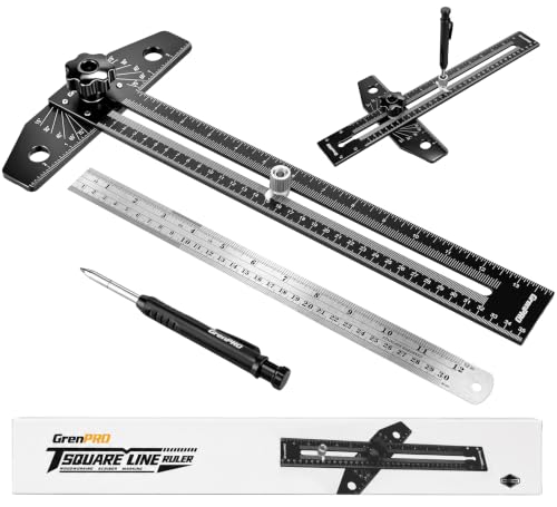 GRENPRO Combination Speed T-Square Ruler Angle Finder Woodworking Tools - color: Black