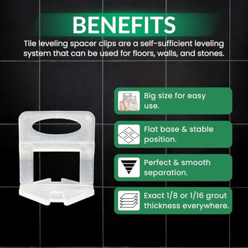 KMS 2000 Tile Spacers 1/16" – Tile Spacer Leveling System for Professional Tile Installation, Consistent Gap Tile Leveling Spacers - color: 2000 Tile Spacers 1/16"