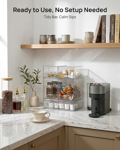 Vtopmart Clear Stackable Storage Drawers Set of 5, Plastic Organizer Bins - style: 2 Small+2 High+1 Wide