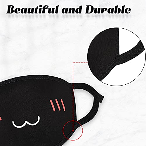 Zhanmai 10 Pieces Kawaii Mask Anime Face Mouth Mask Cute Mouth Covering Reusable Washable Mouth Mask, Black and White