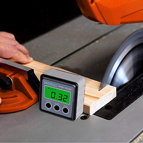 Digital Angle Gauge, Angle Finder Magnetic Digital Level Protractor, Table Saw Accessories with LCD Backlight Display Data Hold and V-groove & Magnetic Base - color: Silver
