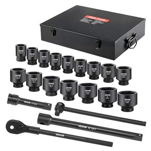 VEVOR 1 in Drive Impact Socket Set, 21 Piece, SAE (1-5/8" to 3-1/8") - size: 1" 21 PCS