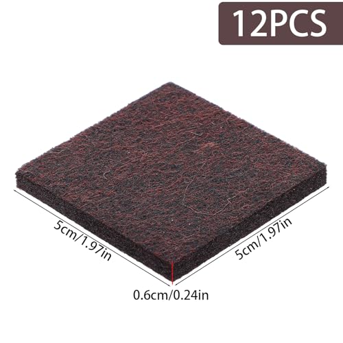 12Pcs 2x2 Inch Square Felt Furniture Pads, Self Adhesive Cuttable Anti Scratch Floor Protectors for Hardwood Floors, Brown