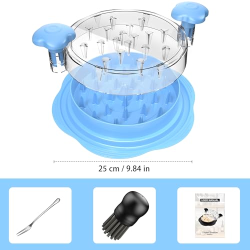 Chicken Shredder Tool Twist Large Meat Shredder with Brush&Fork, Sky Blue - color: Sky Blue