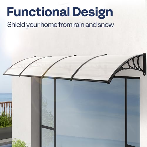 VIVOHOME Polycarbonate Window Door Awning Transparent 38 Inch x 153 Inch - color: Transparent, size: 38 Inch x 153 Inch