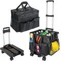Housolution Extra Large Rolling Cleaning Caddy Bag with Wheels, Black - color: Black, size: Large
