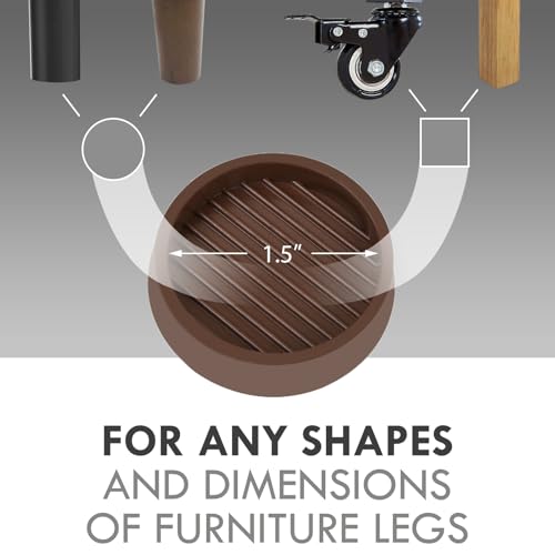 1.5X1.5 Round Rubber Caster Cups, Non Slip Furniture Pads - 4 Pack - color: Brown, size: 1.5” 4pcs