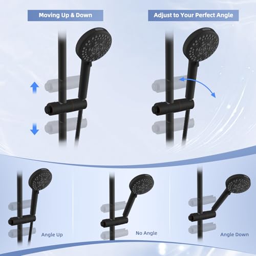 Hibbent Adjustable Shower Head Holder for Slide Bar, Universal 18.5-25mm Handheld Showerhead Bracket, Sprayer Holder with Hanging Design for Bathroom Shower, No Drill Installation, Oil-Rubbed Bronze - style: Oil Rubbed Bronze
