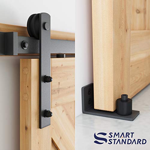 SMARTSTANDARD 8 FT Heavy Duty Sturdy Sliding Barn Door Hardware Kit, Black - size: 8 Feet
