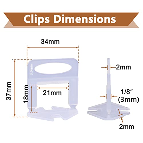 2000 PCS Tile Leveling System Spacers Clips 1/8''(3.0mm) - size: 1/8 inch*2000