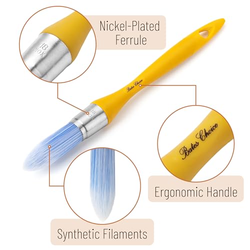 Bates- Trim Brush, 0.75 Inch, Edge Painting Tool, Trim Paint Brushes, Trimmer Edger, Trim Brush - color: Mustard Yellow, size: 0.75 inch, 1 Pack