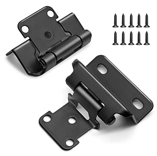 8 Pack (4 Pairs) 1/2 Inch Overlay Semi Partial Wrap Cabinet Hinges - color: Matte Black, size: 8 Pack (4 Pairs)