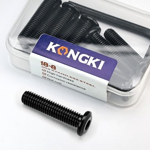 M6 x 55mm Flat Head Hex Socket Cap Screws Furniture Bolts, Stainless Steel 18-8 (304), Black Oxide, Countersunk Connector Screw, Full Thread, 20 PCS (with Hex Spanner) - size: M6 x 55mm