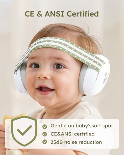 Yoofoss Baby Ear Muffs Noise Protection for Infants Up to 36 Months - Noise Cancelling Headphones for Ear Protection - color: Green