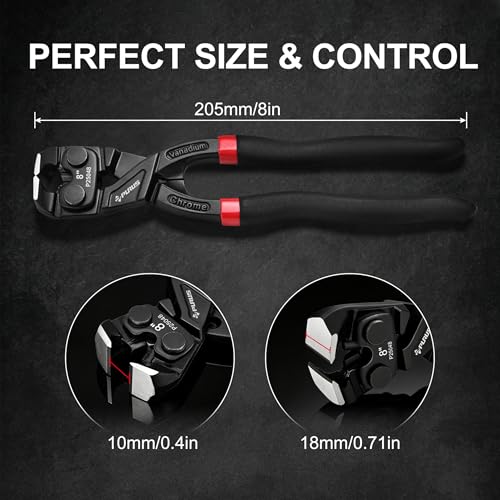 PURUS 8" High-Leverage End Cutting Pliers - Professional Heavy Duty CR-V Steel Nail Puller & Nipper, HRC60+ Induction Hardened Edge for Carpenter & Fence Repair