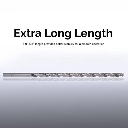 5PCS Extra Long High Speed Steel Drill Bit Sets Straight Shank Drill Bit Tool Wood Drill Bit Set Diameter 2-5mm Length 150mm / 5.9in