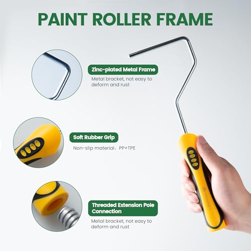 Voomey 18 Pcs Paint Bucket Hand Held, Paint Cup 4 Inch, Paint Brush, Integrated Magnetic Brush Grip, Suitable for Decoration, Repairs, Small Paint and Coating Projects - size: 18 Pcs Paint Bucket Kit & Micrfiber Rollers