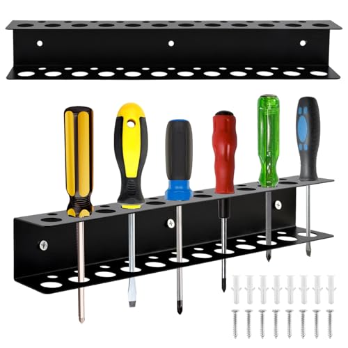 Screwdriver Organizer Wall Mount, Heavy Duty Metal Utility Storage Rack Storage Peg Board Hand Tools Organizer Screw Driver Holder Suitable Garages Homes Workshops Sheds
