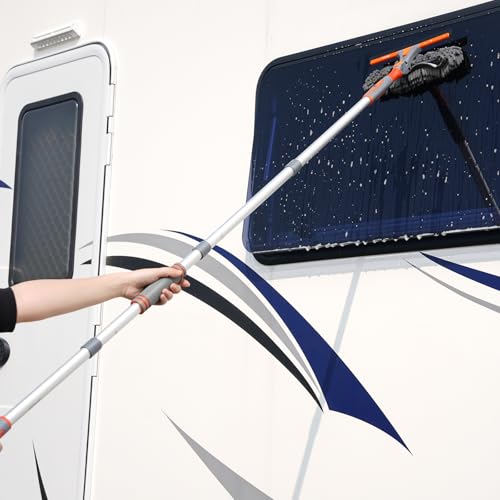 Eazer 89'' Squeegee Window Cleaner 2 in 1 Rotatable Window Cleaning Tool Kit with Extension Pole, Window Washing Equipment with Bendable Head for Indoor/Outdoor Window and Car Glass - size: 89inch