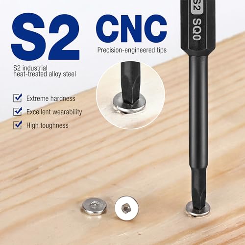 WORKPRO 10PCS Square Drive Bit Set, Magnetic Impact Screwdriver Bits - color: Square