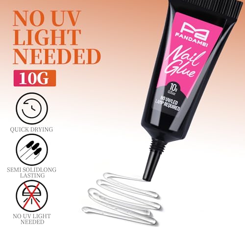 FANDAMEI Nail Art Kit, Nail Design Tools kit with Nail Brushes, Dotting tool, Mixing Palette, Nail Stand. Fake Nail Kits with Almond Gel Nail Tips, Nail Glue, Adhesive Tabs, Nail File. Manicure Set