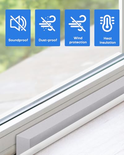 2Packs Air Conditioner Foam Tape with Adhesive, 1''X1''X 6.5 Ft Window Weather Stripping, High Resilience Ac Window Seal Kit Foam Insulation for Winter Summer (6.5ft X 2 Rolls, Grey) - color: 2 PCS, size: 1''X1'' Grey
