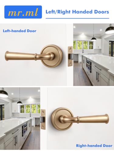 Door Handle Champagne Bronze Passage Door Door Lever, 1 Pack - color: Champagne Bronze