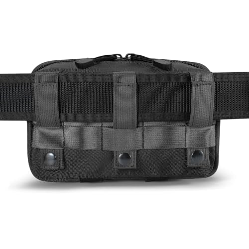 FRTKK Tactical Molle Admin Pouch Utility Laser Cut EDC Tool Pouch Bag Horizontal Modular Pouches Include US Flag Patch and Keychain - color: Black