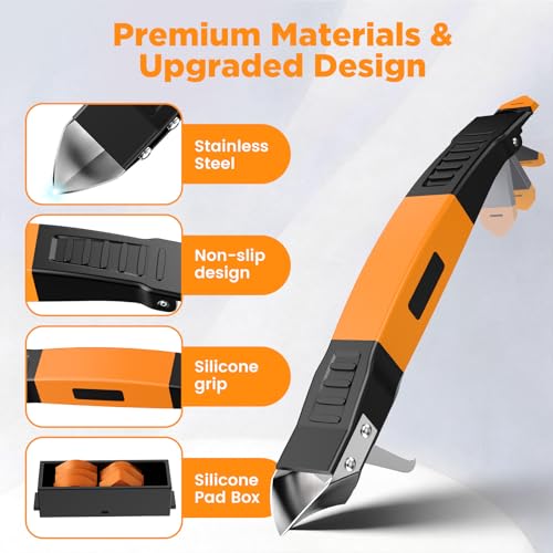 6 in 1 Silicone Caulking Tool Kit, Caulk Grout Remover Tool (Orange) - color: Orange