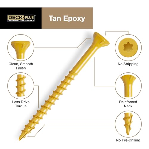 Deck Plus Deck Screws, #10 x 2-1/2in, 625 Pack, Tan - color: Tan, size: #10 x 2-1/2", style: 73 pcs