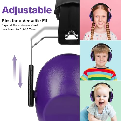 Floriogra Noise Cancelling Headphones for Kids/Toddler 28dB SNR Ear Muffs - color: Purple