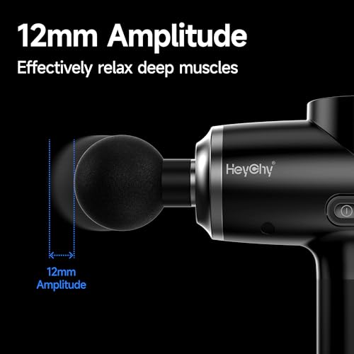 HEYCHY Massage Gun Deep Tissue, 5 Heads Muscle Massager with Heat and Cold - color: Classic Black